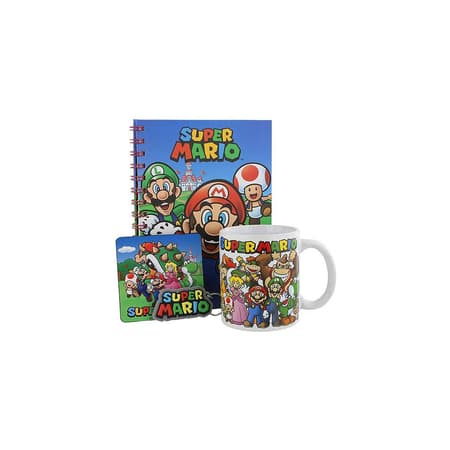 Coffret cadeau Super Mario : Mug, Carnet, dessous de verre et porte-clé - Super Mario