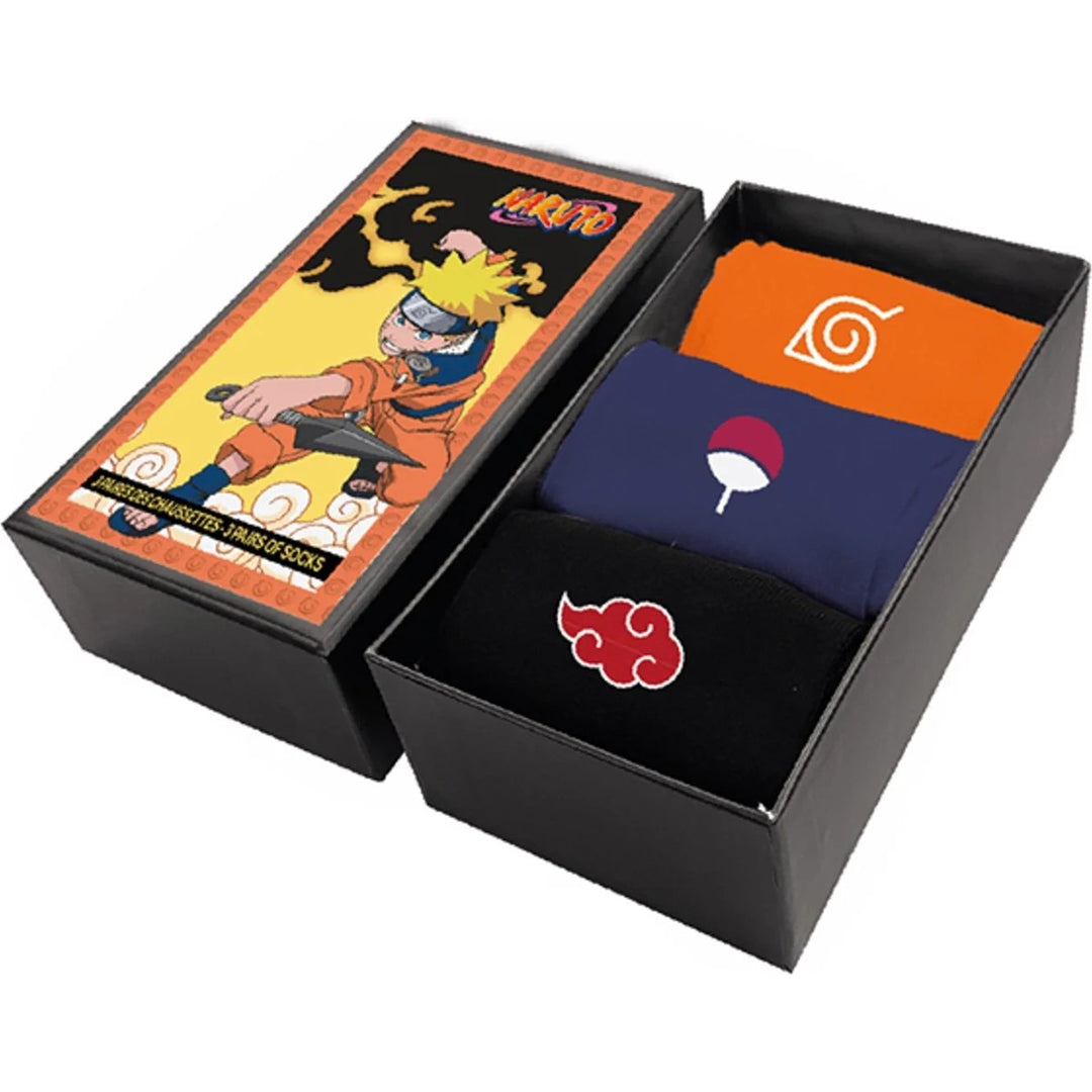 Coffret de Chaussettes villages cachés Ninja (3 paires) - Naruto (Boite abimée)