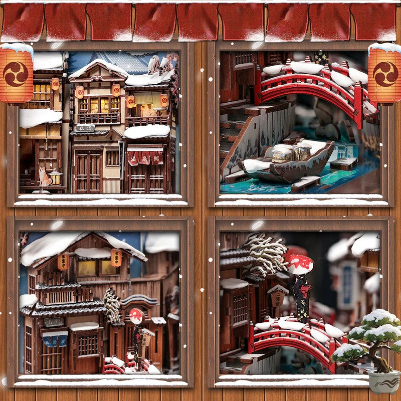 Book Nook Kit DIY Murmures de neige à Kyoto 286Pc + Eclairage LED