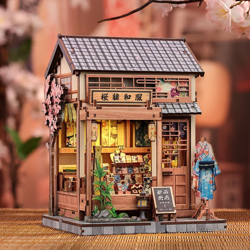 Book Nook Kit DIY Boutique de kimonos Sakura 235Pc + Eclairage LED