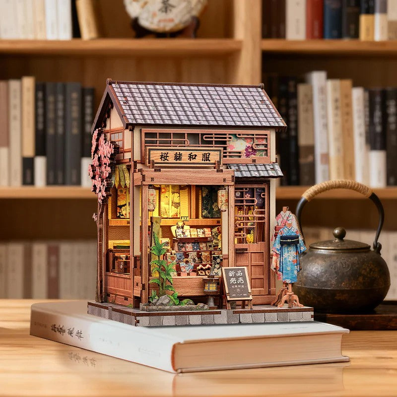 Book Nook Kit DIY Boutique de kimonos Sakura 235Pc + Eclairage LED