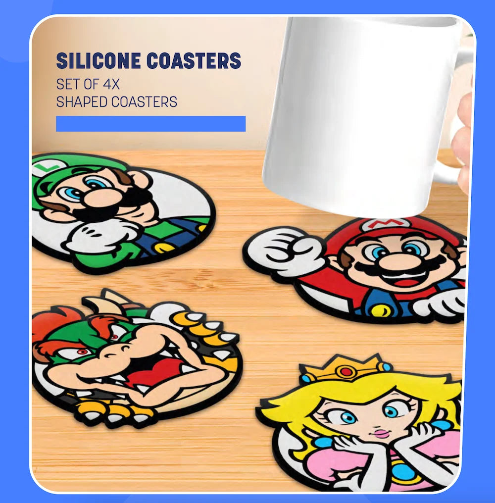 Lot de 4 Sous-Verres en Silicone - Super Mario - Nintendo