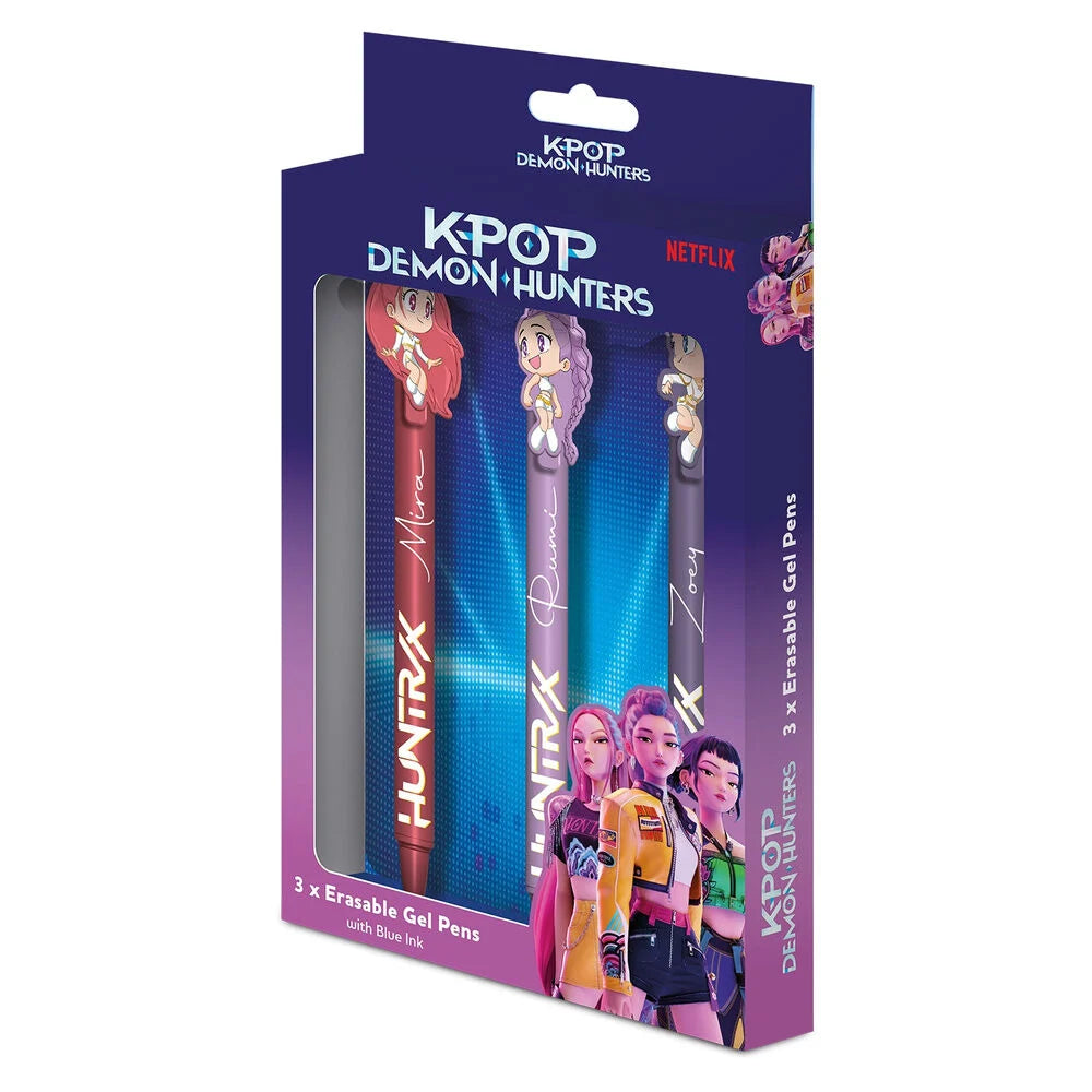 3 Stylos à Gel Effaçable + Head Topper - K-Pop Demon Hunters