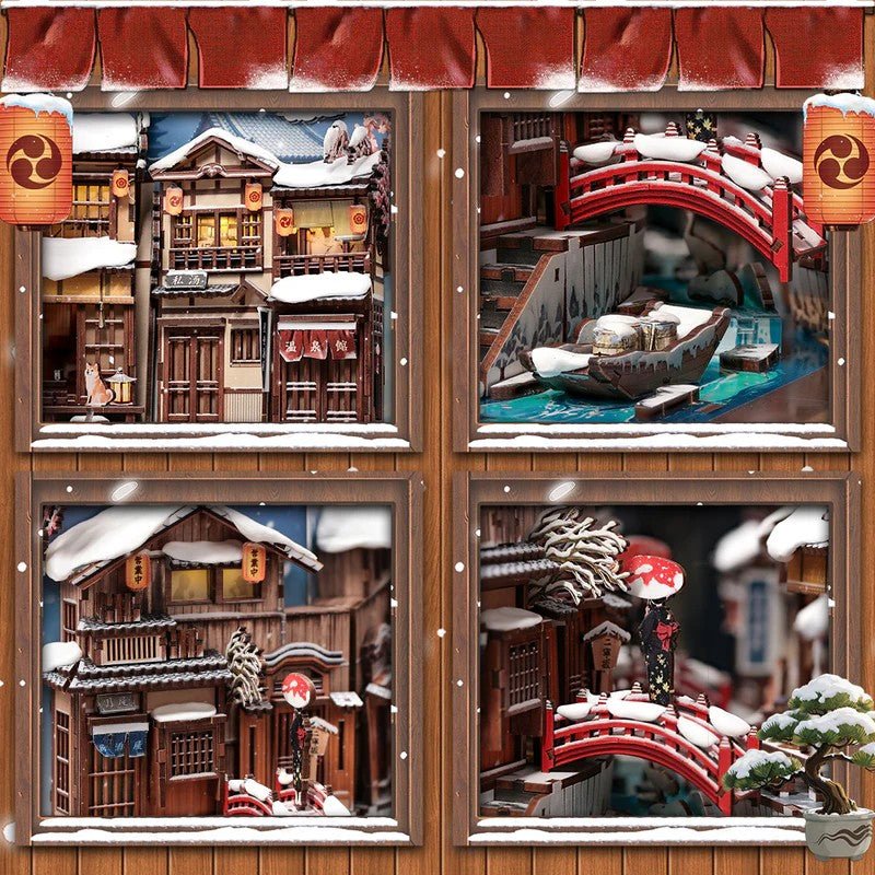 Book Nook Kit DIY Murmures de neige à Kyoto 286Pc + Eclairage LED - Cutebee - Susume