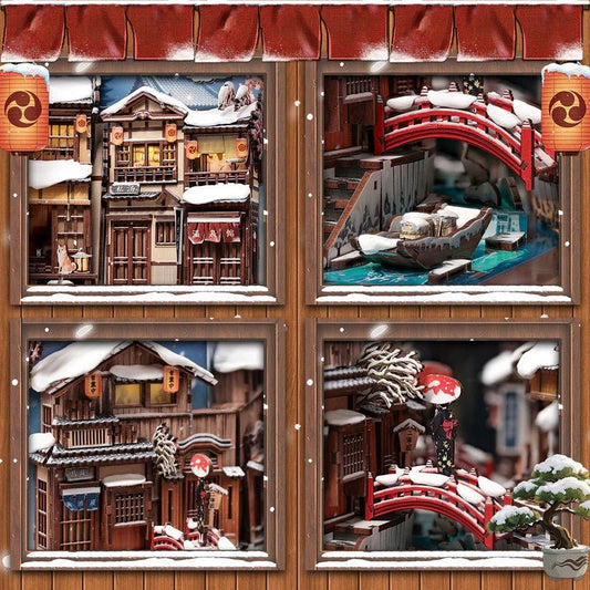 Book Nook Kit DIY Murmures de neige à Kyoto 286Pc + Eclairage LED - Cutebee - Susume
