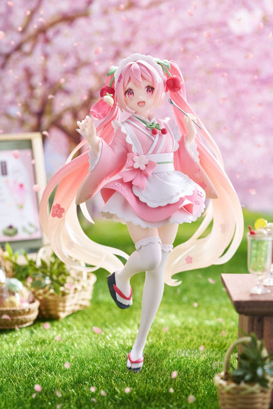 Figurine Hatsune Miku Newley written Sakura Miku Cafe Ver. Reissue - Hatsune Miku - Taïto - Susume