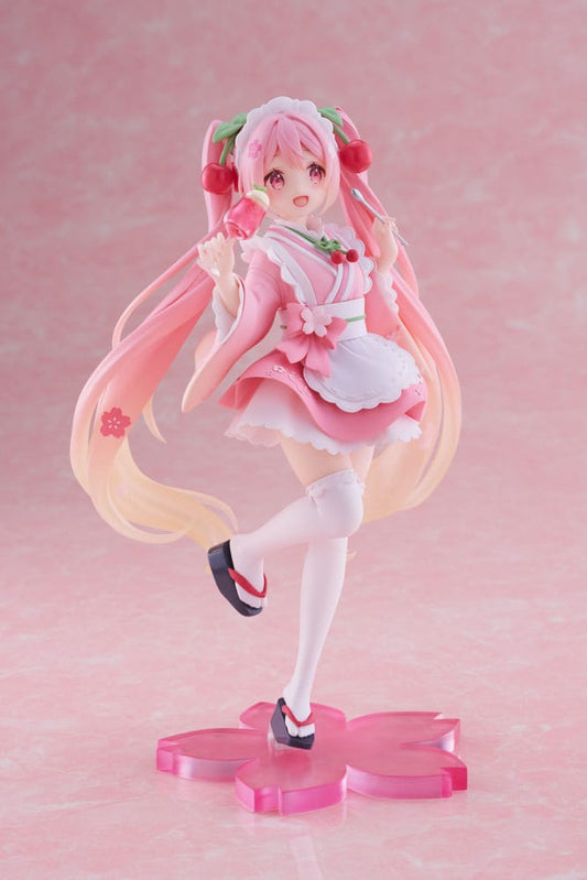 Figurine Hatsune Miku Newley written Sakura Miku Cafe Ver. Reissue - Hatsune Miku - Taïto - Susume