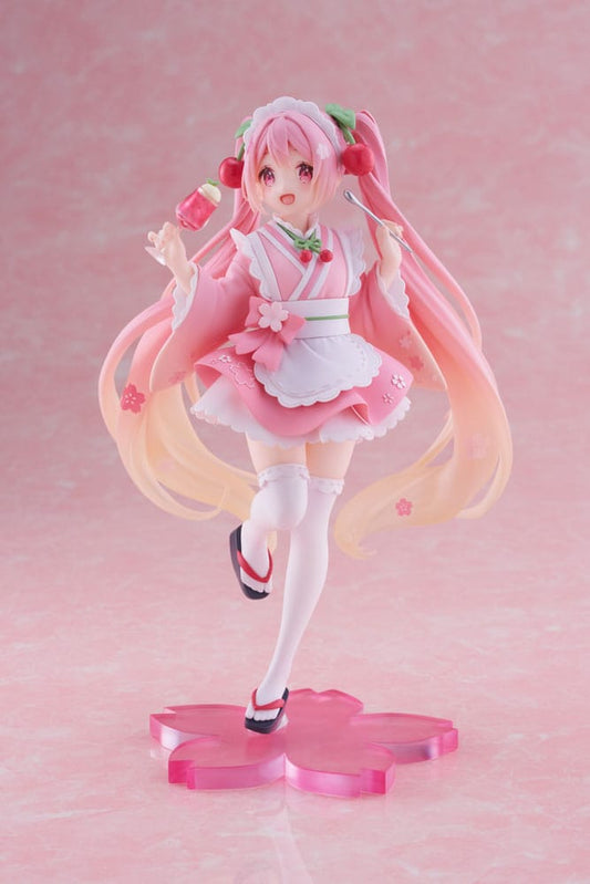 Figurine Hatsune Miku Newley written Sakura Miku Cafe Ver. Reissue - Hatsune Miku - Taïto - Susume