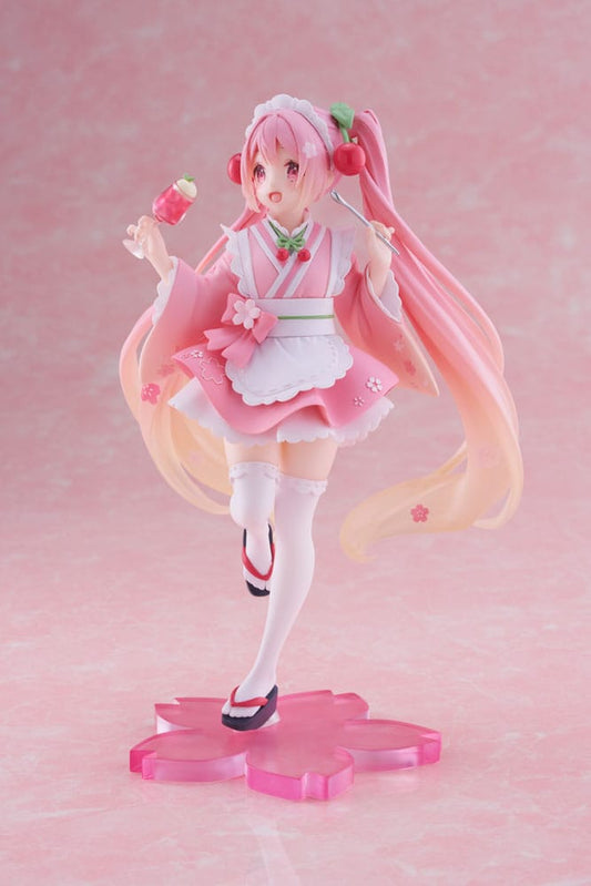 Figurine Hatsune Miku Newley written Sakura Miku Cafe Ver. Reissue - Hatsune Miku - Taïto - Susume