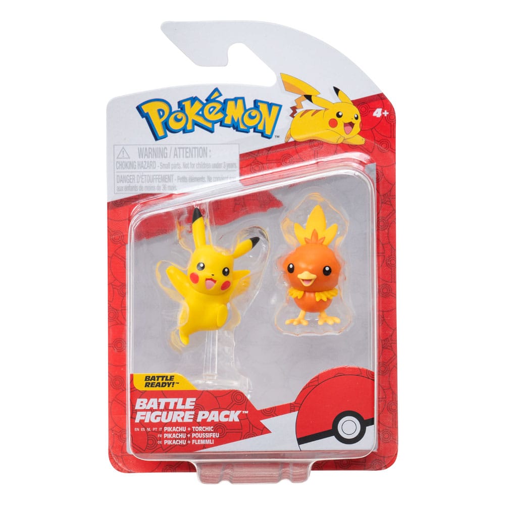 Pack 2 figurines Pikachu & Poussifeu (First Partner Batle Figure) - Pokémon Battle Figure