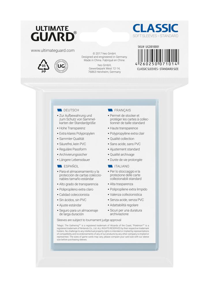 Sleeves Standard Transparent - Ultimate Guard