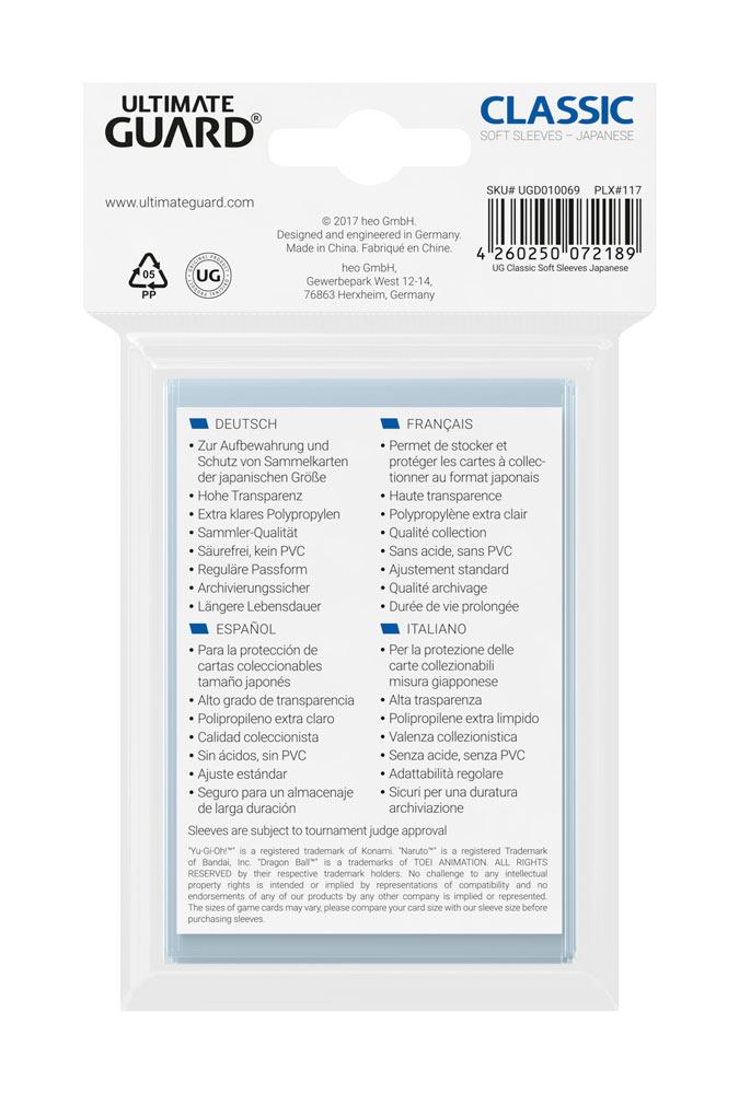 Sleeves Format Japonais Transparent - Ultimate Guard